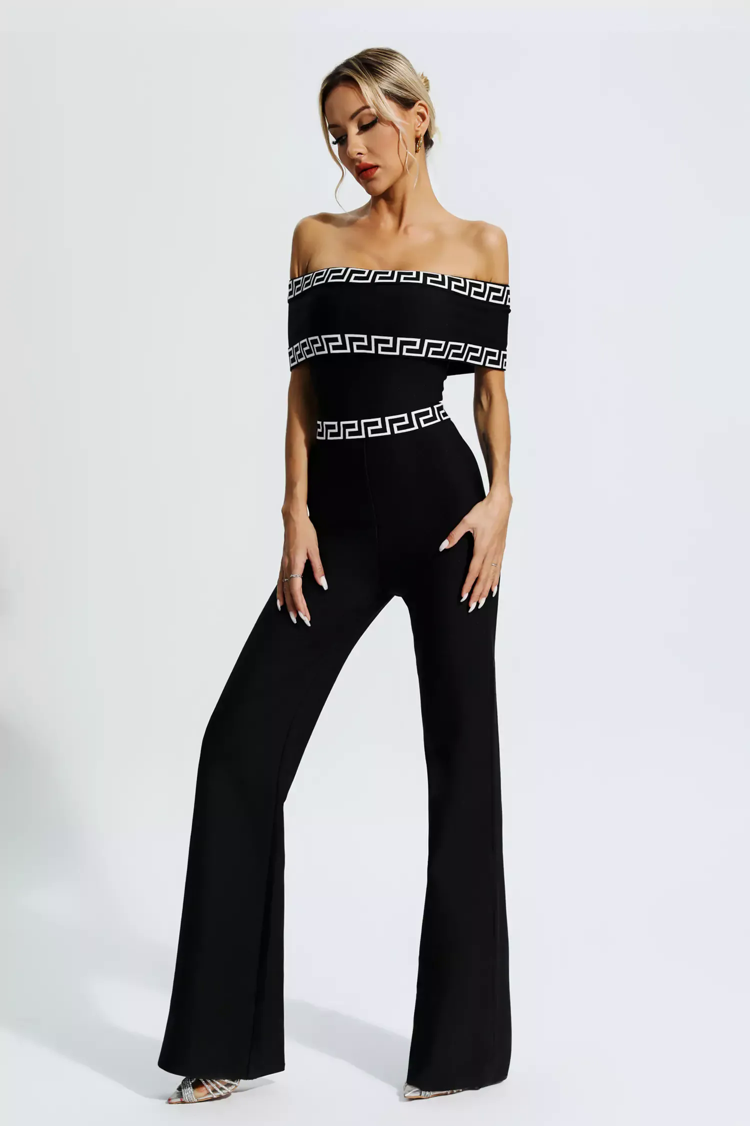 Ryleigh Black Printed Bandage Jumpsuit Ryleigh Black Printed Bandage Jumpsuit