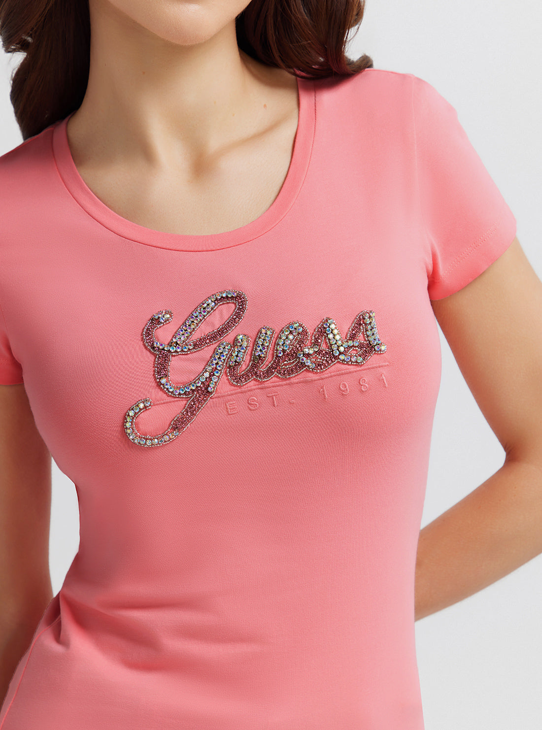 Eco Pink Rhinestone Logo T-Shirt Eco Pink Rhinestone Logo T-Shirt