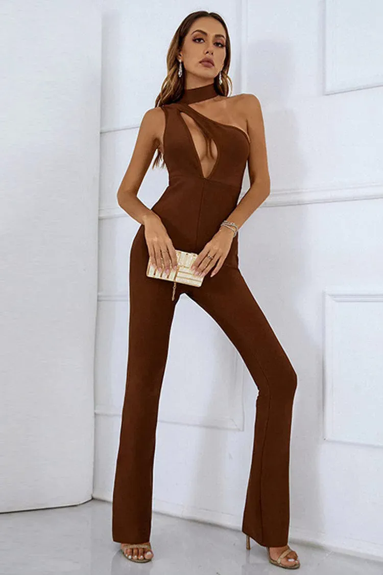 Rose Brown Cutout Bandage Jumpsuit Rose Brown Cutout Bandage Jumpsuit