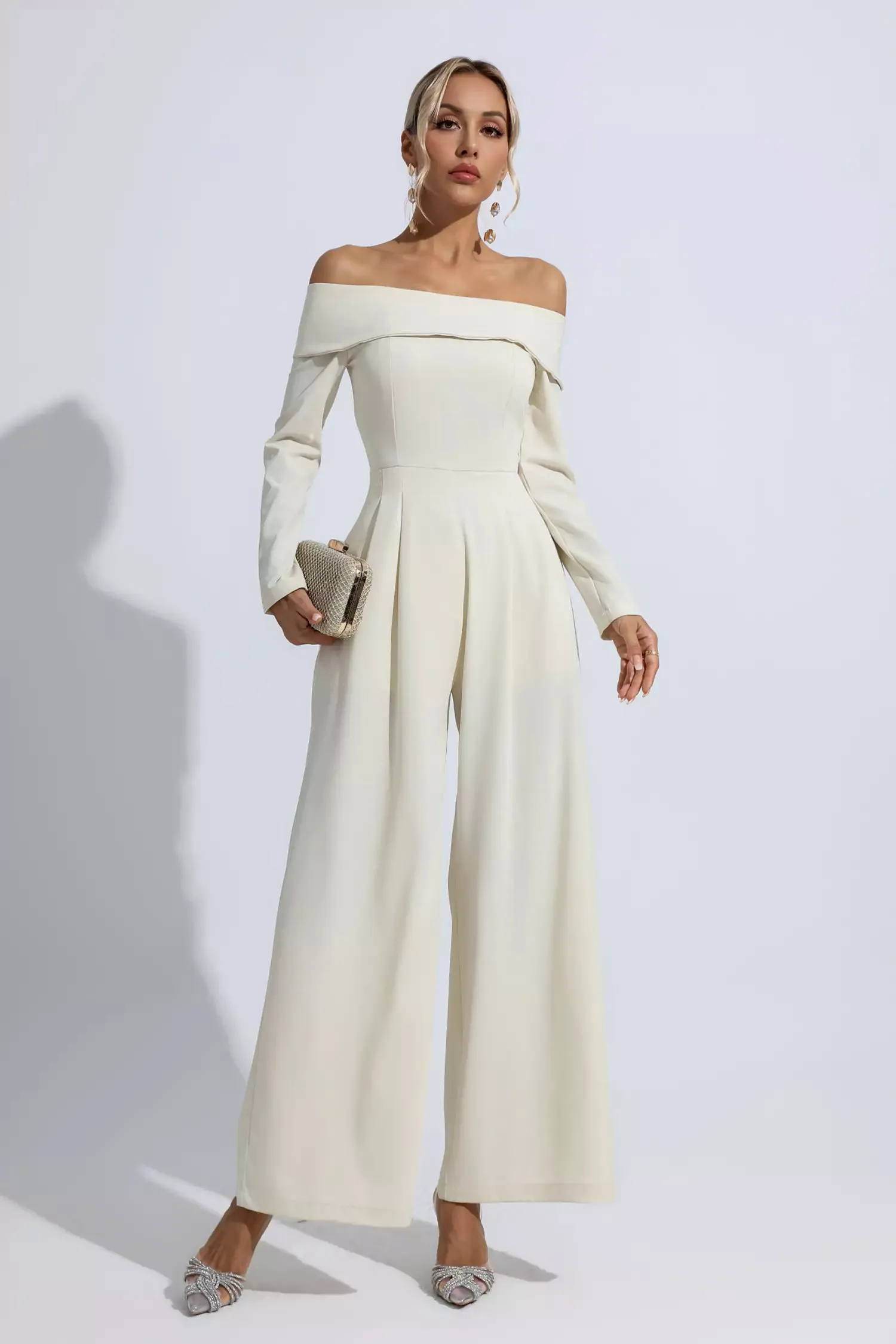 Cassidy Apricot Off Shoulder Drape Jumpsuit Cassidy Apricot Off Shoulder Drape Jumpsuit