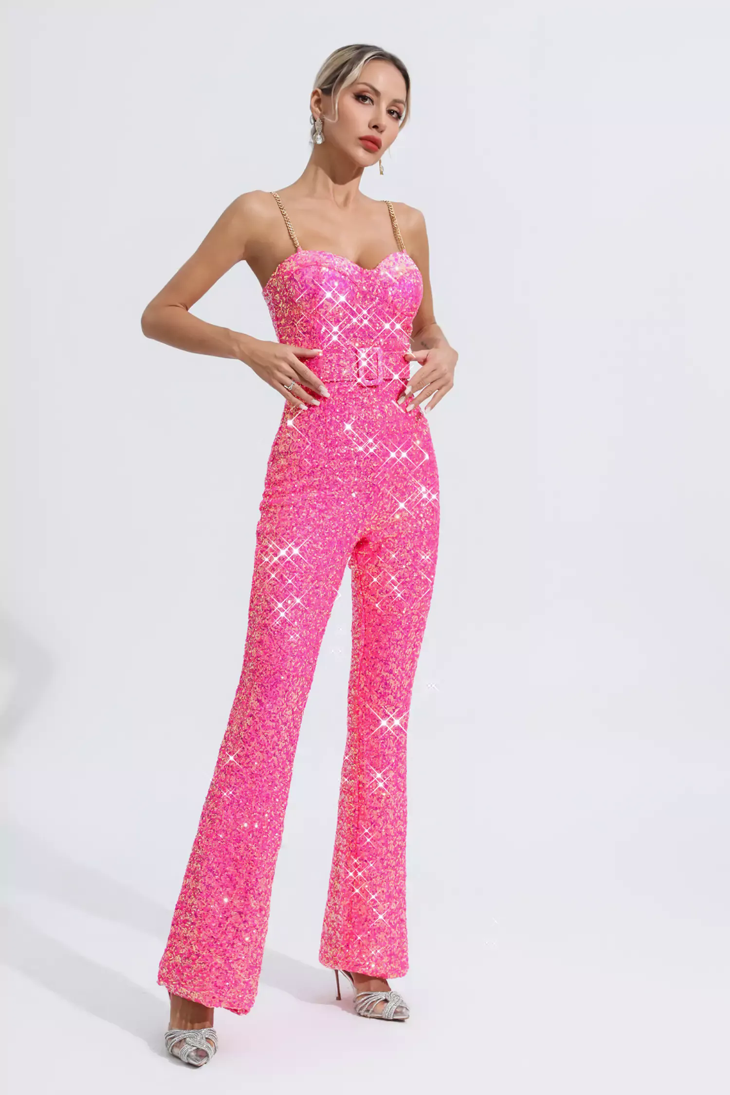 Fallon Rose Red Sequins Jumpsuit Fallon Rose Red Sequins Jumpsuit