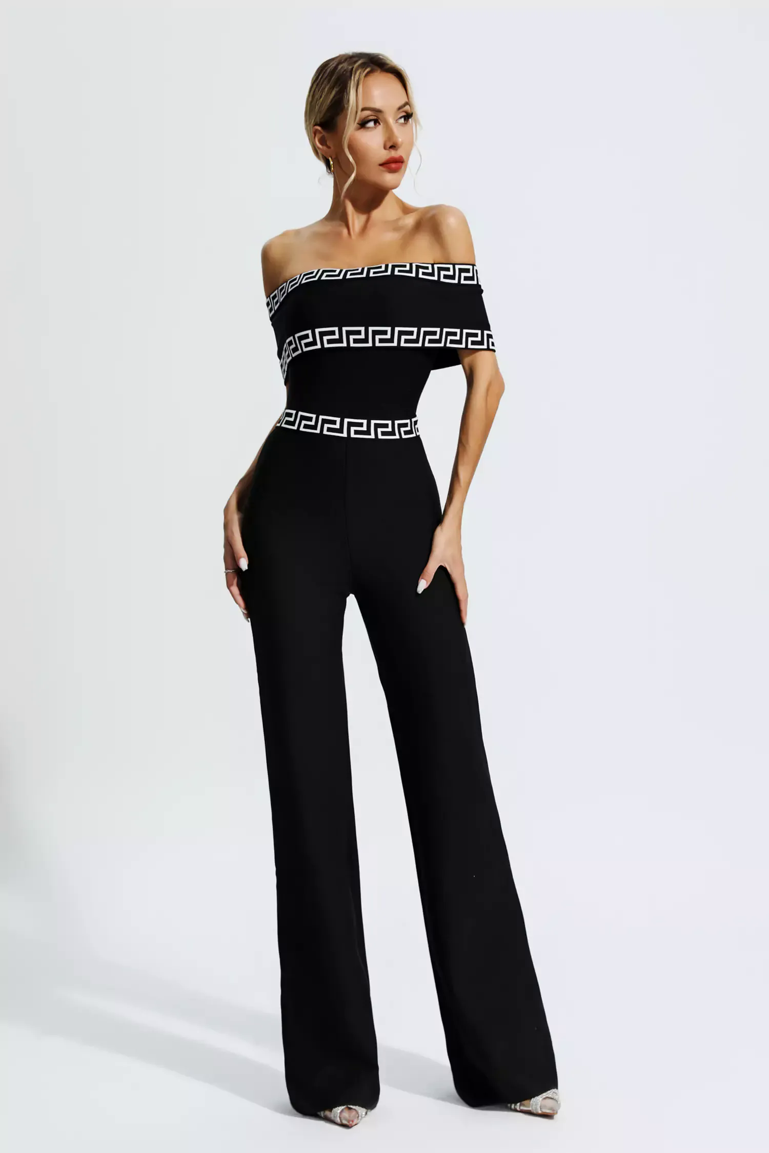 Ryleigh Black Printed Bandage Jumpsuit Ryleigh Black Printed Bandage Jumpsuit