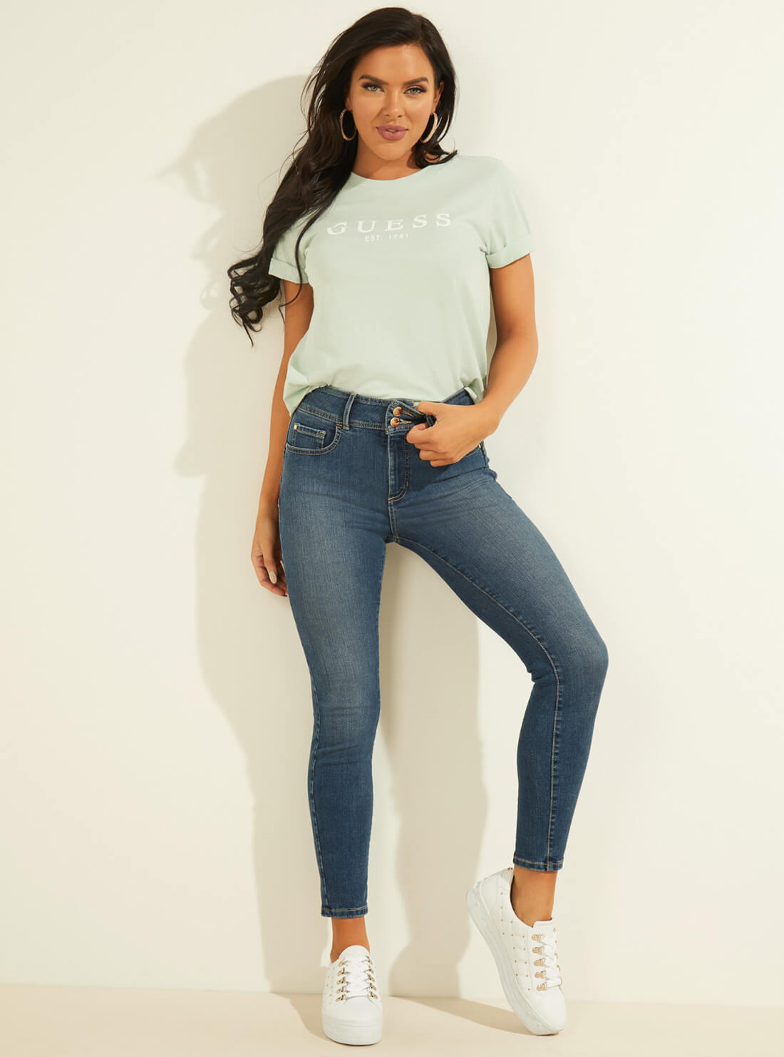 Eco Light Teal Short Sleeve 1981 Rolled Cuff T-Shirt Eco Light Teal Short Sleeve 1981 Rolled Cuff T-Shirt