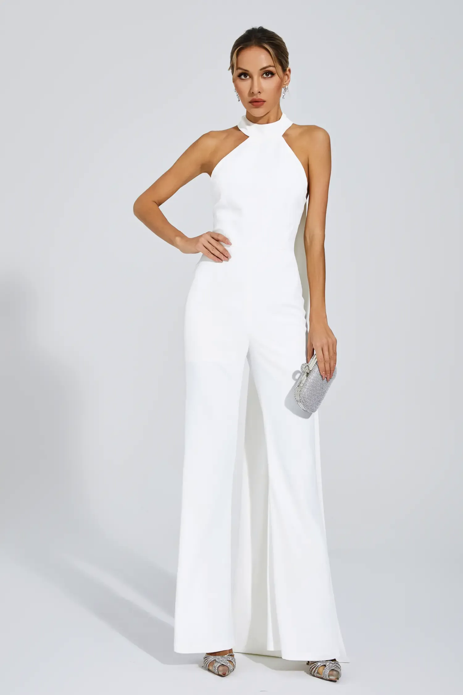 Cornelius White Halter Backless Jumpsuit Cornelius White Halter Backless Jumpsuit