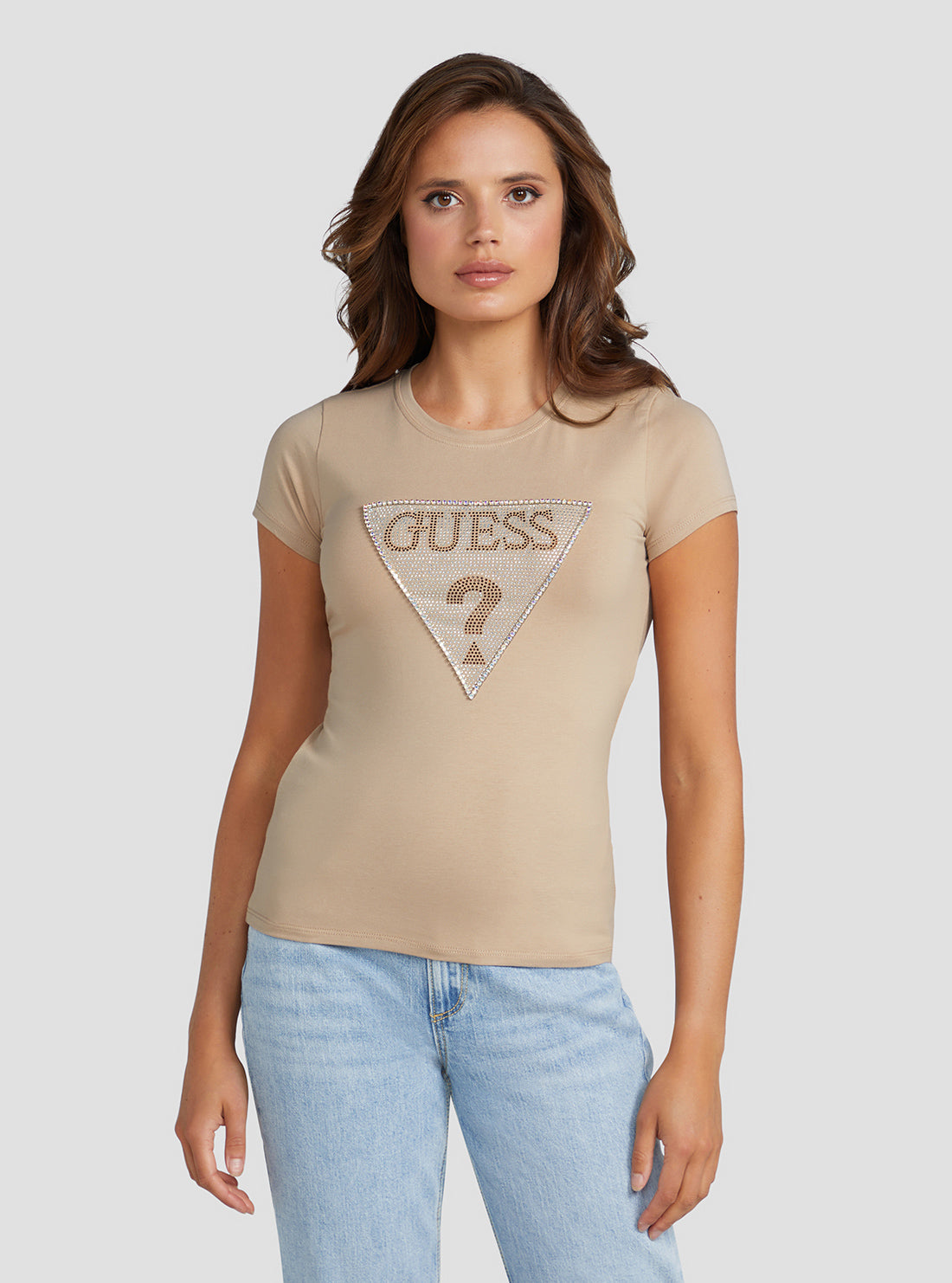 Eco Beige Crystal Logo T-Shirt Eco Beige Crystal Logo T-Shirt