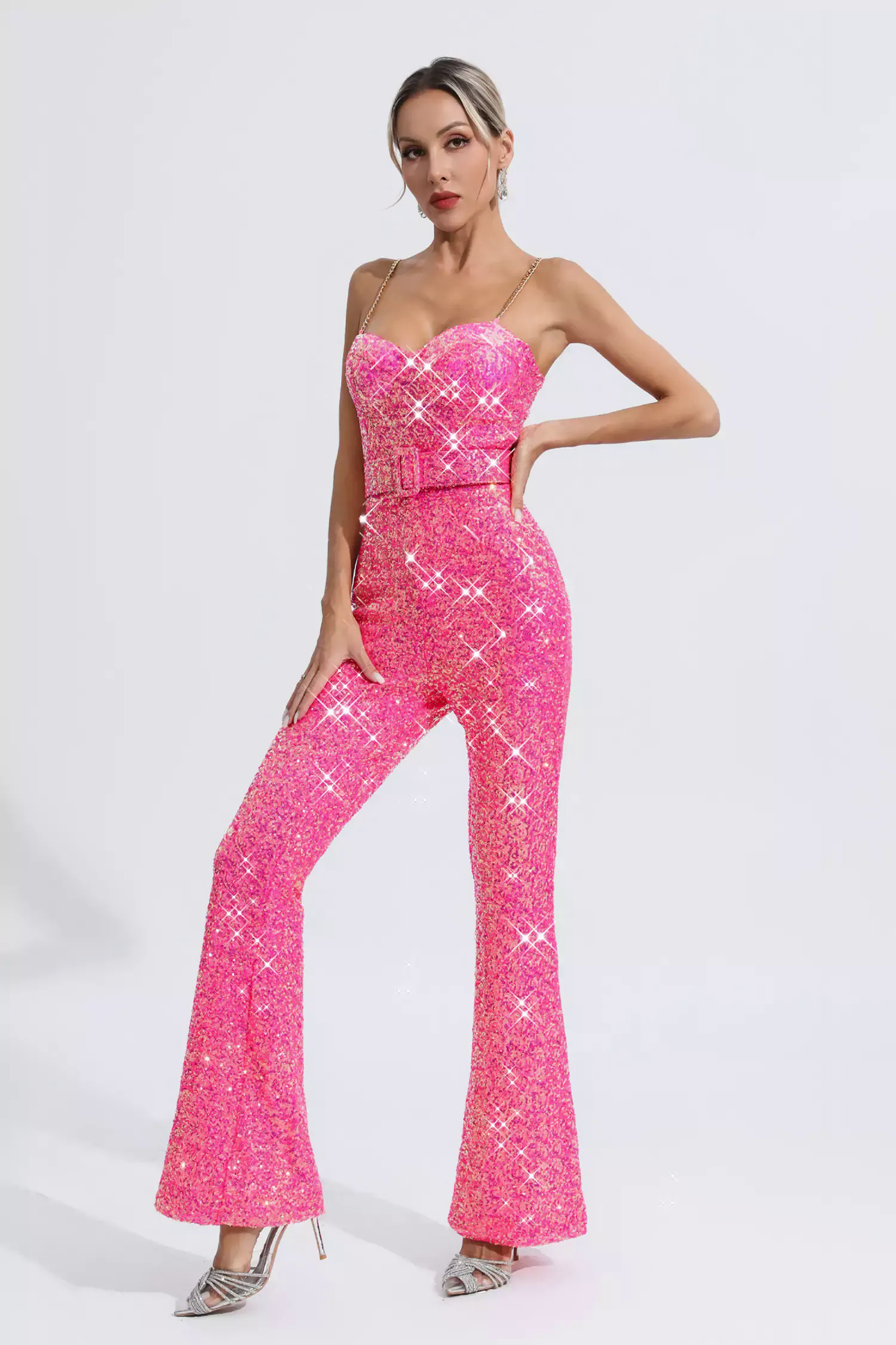 Fallon Rose Red Sequins Jumpsuit Fallon Rose Red Sequins Jumpsuit