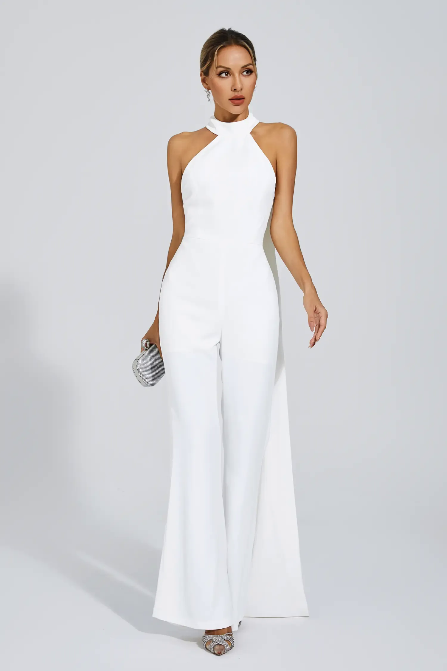 Cornelius White Halter Backless Jumpsuit Cornelius White Halter Backless Jumpsuit