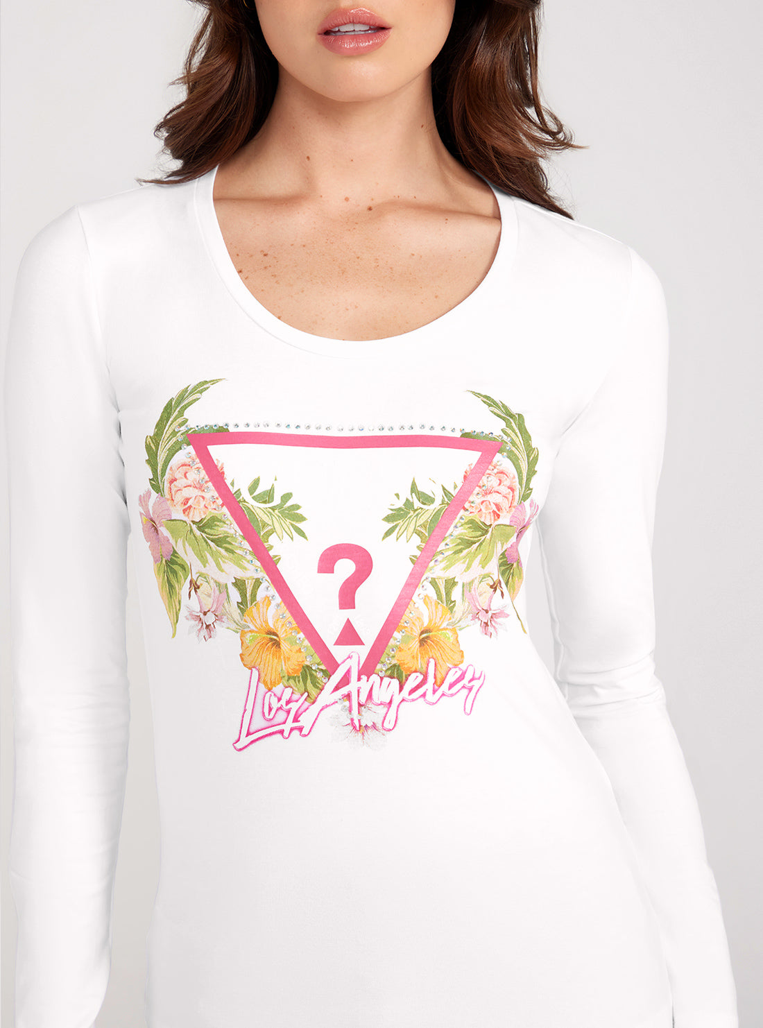 White Long Sleeve Triangle Flower T-Shirt White Long Sleeve Triangle Flower T-Shirt