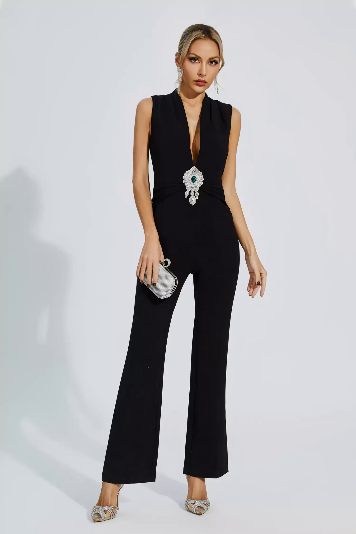 Elliot Black Beaded Diamond Jumpsuit
