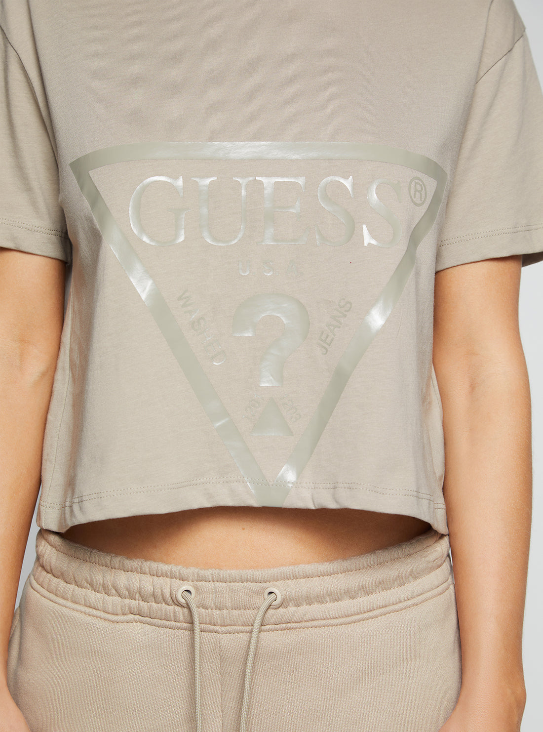 Eco Taupe Adele Active Crop T-Shirt Eco Taupe Adele Active Crop T-Shirt
