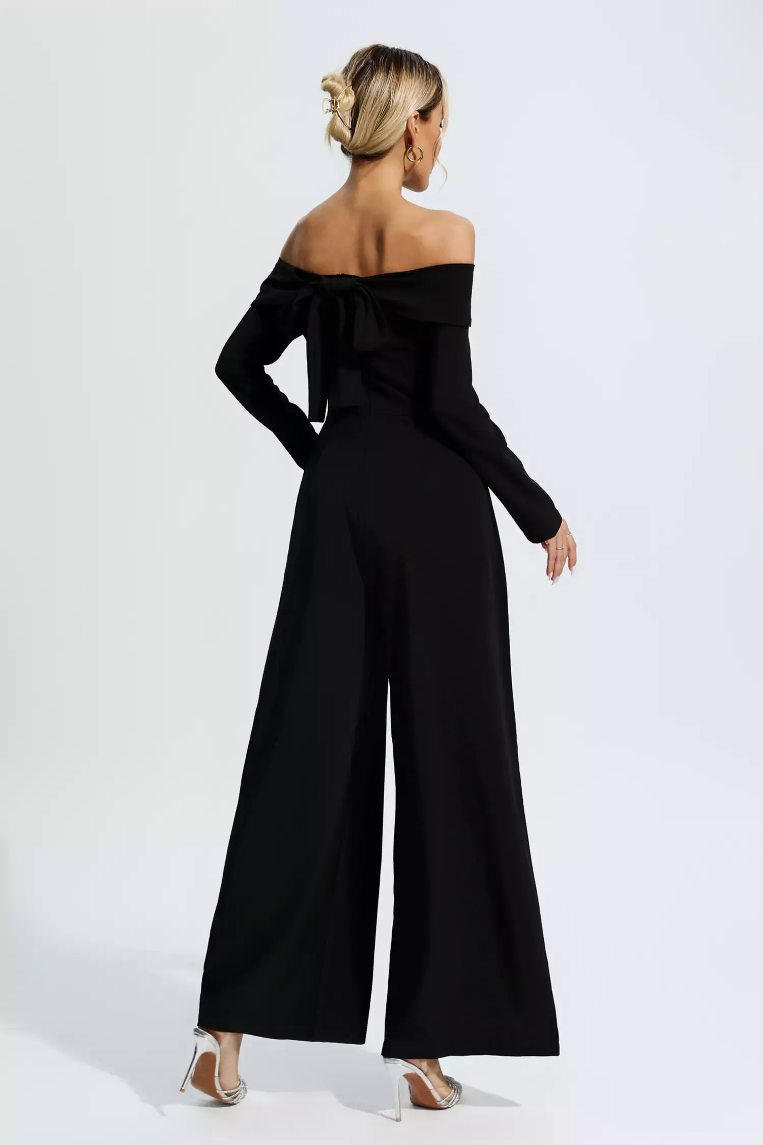 Cassidy Black Off Shoulder Drape Jumpsuit Cassidy Black Off Shoulder Drape Jumpsuit