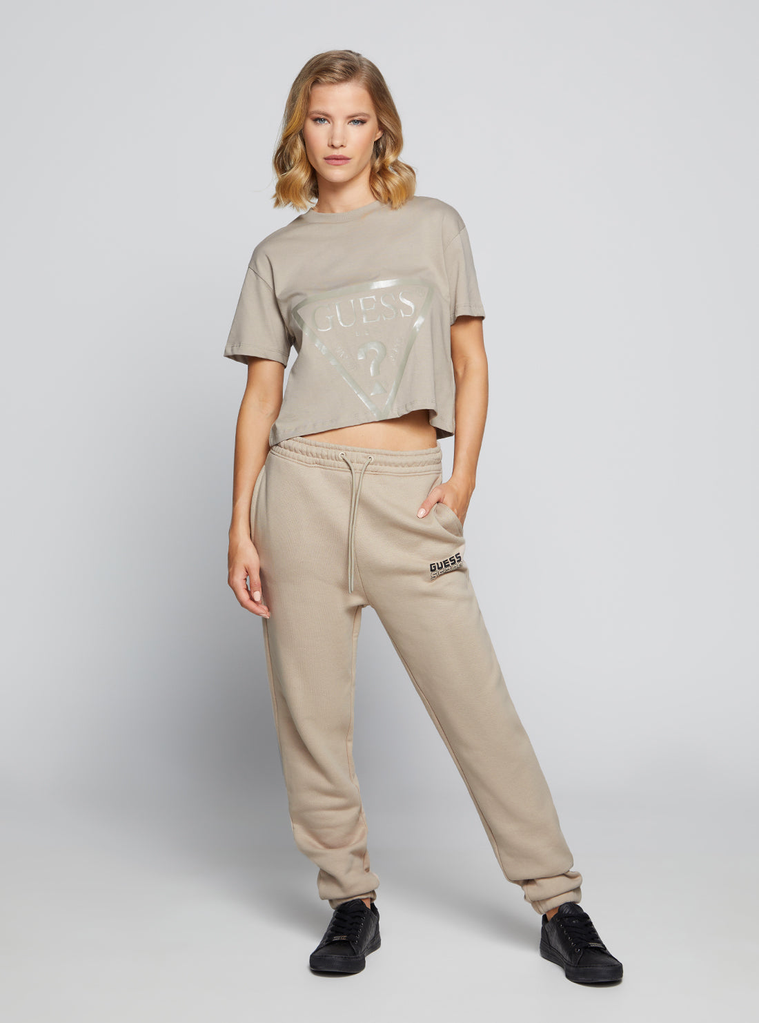 Eco Taupe Adele Active Crop T-Shirt Eco Taupe Adele Active Crop T-Shirt