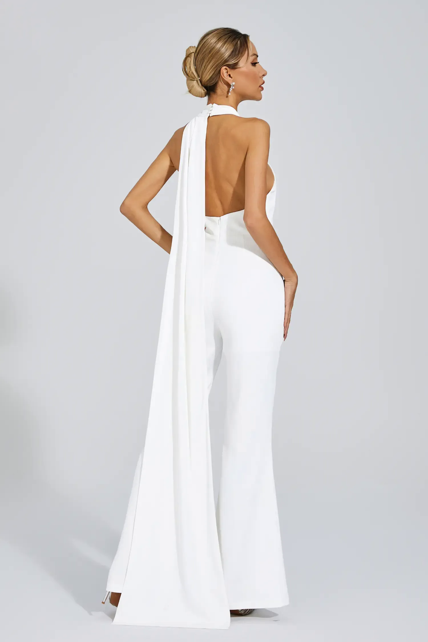Cornelius White Halter Backless Jumpsuit Cornelius White Halter Backless Jumpsuit