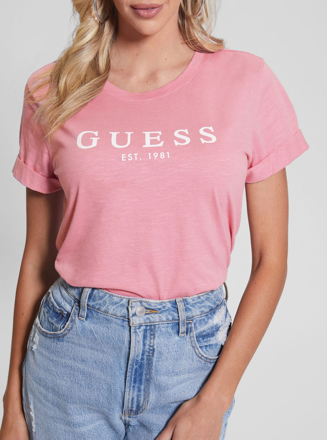 Eco Pink 1981 Roll Cuff Logo T-Shirt Eco Pink 1981 Roll Cuff Logo T-Shirt