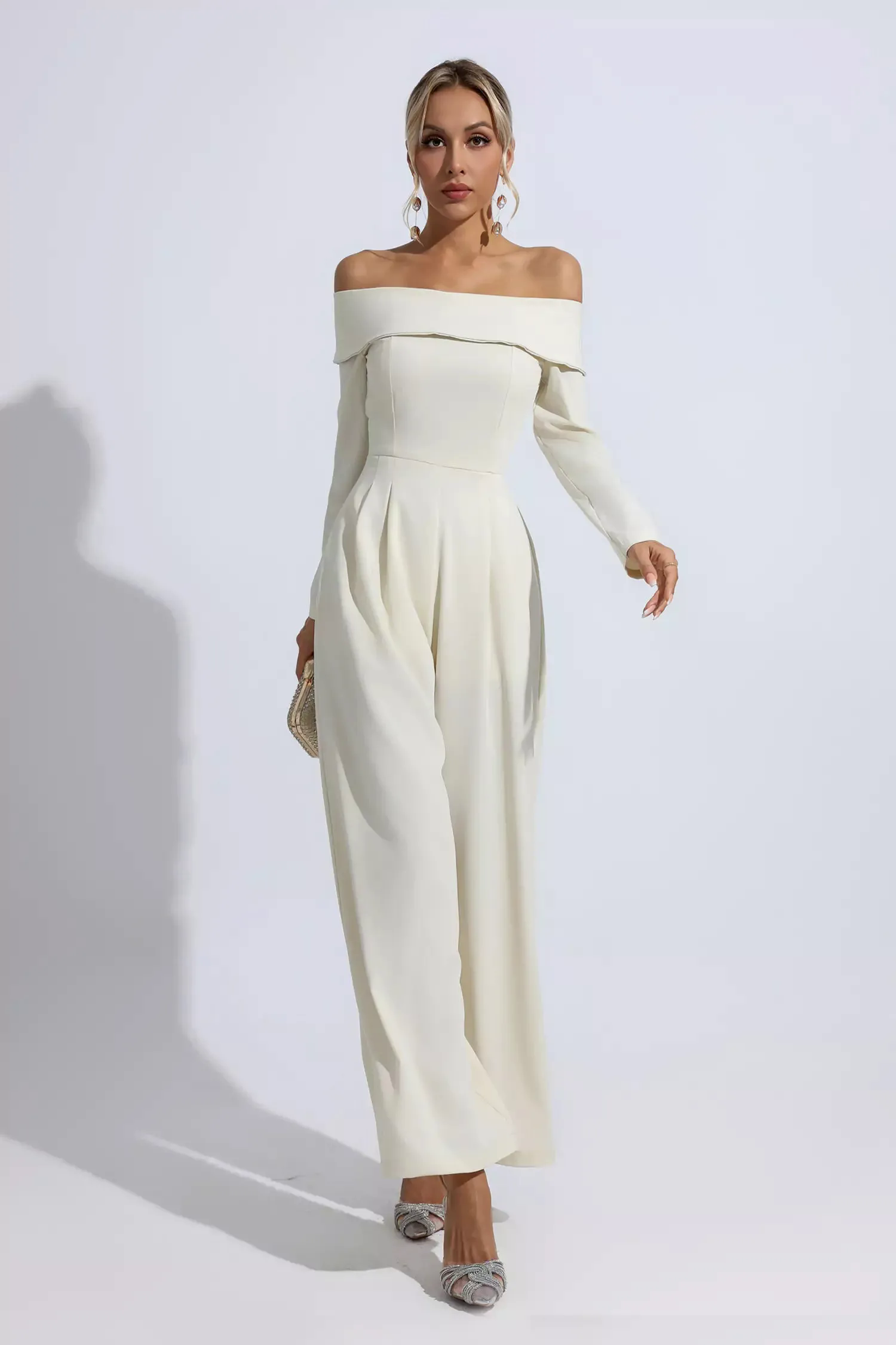 Cassidy Apricot Off Shoulder Drape Jumpsuit Cassidy Apricot Off Shoulder Drape Jumpsuit