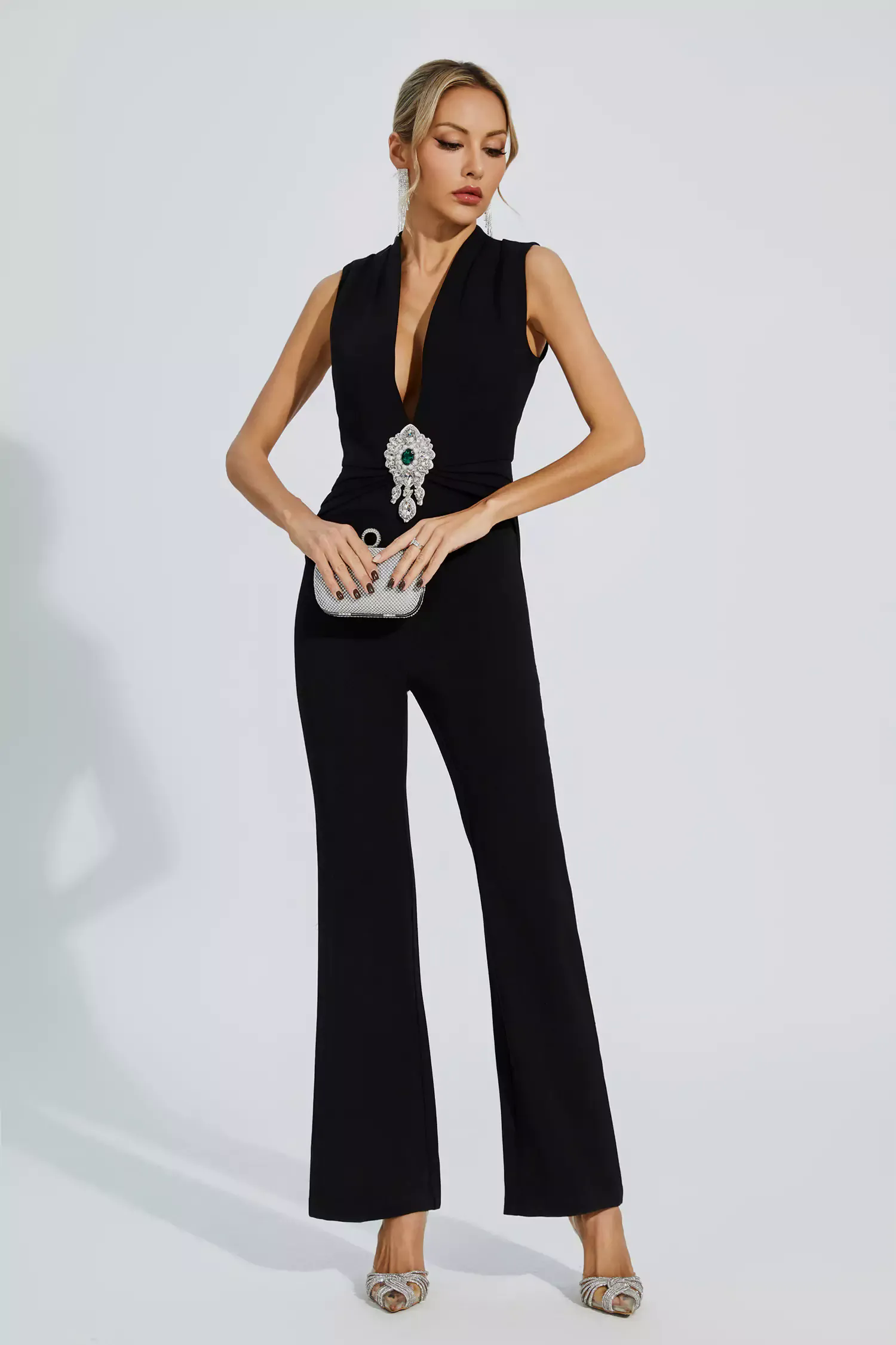 Elliot Black Beaded Diamond Jumpsuit