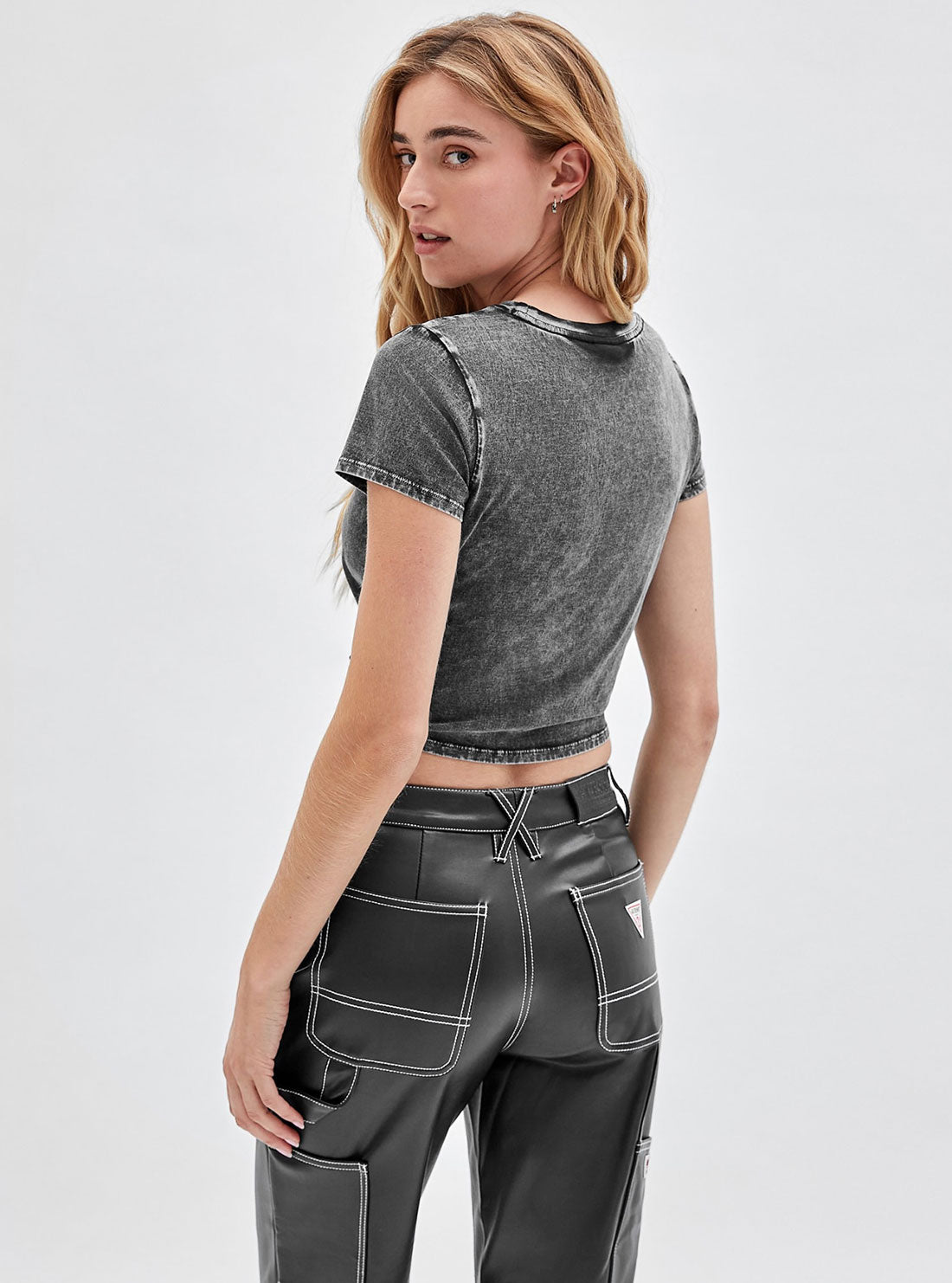 Guess Originals Black Raelyn Grid Logo Crop T-Shirt Guess Originals Black Raelyn Grid Logo Crop T-Shirt