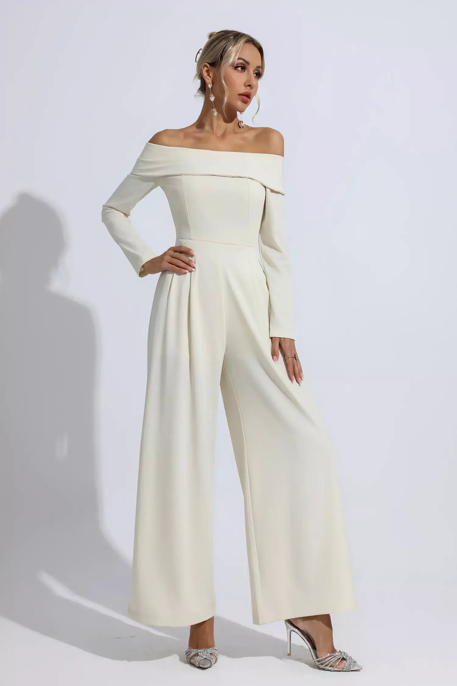 Cassidy Apricot Off Shoulder Drape Jumpsuit Cassidy Apricot Off Shoulder Drape Jumpsuit
