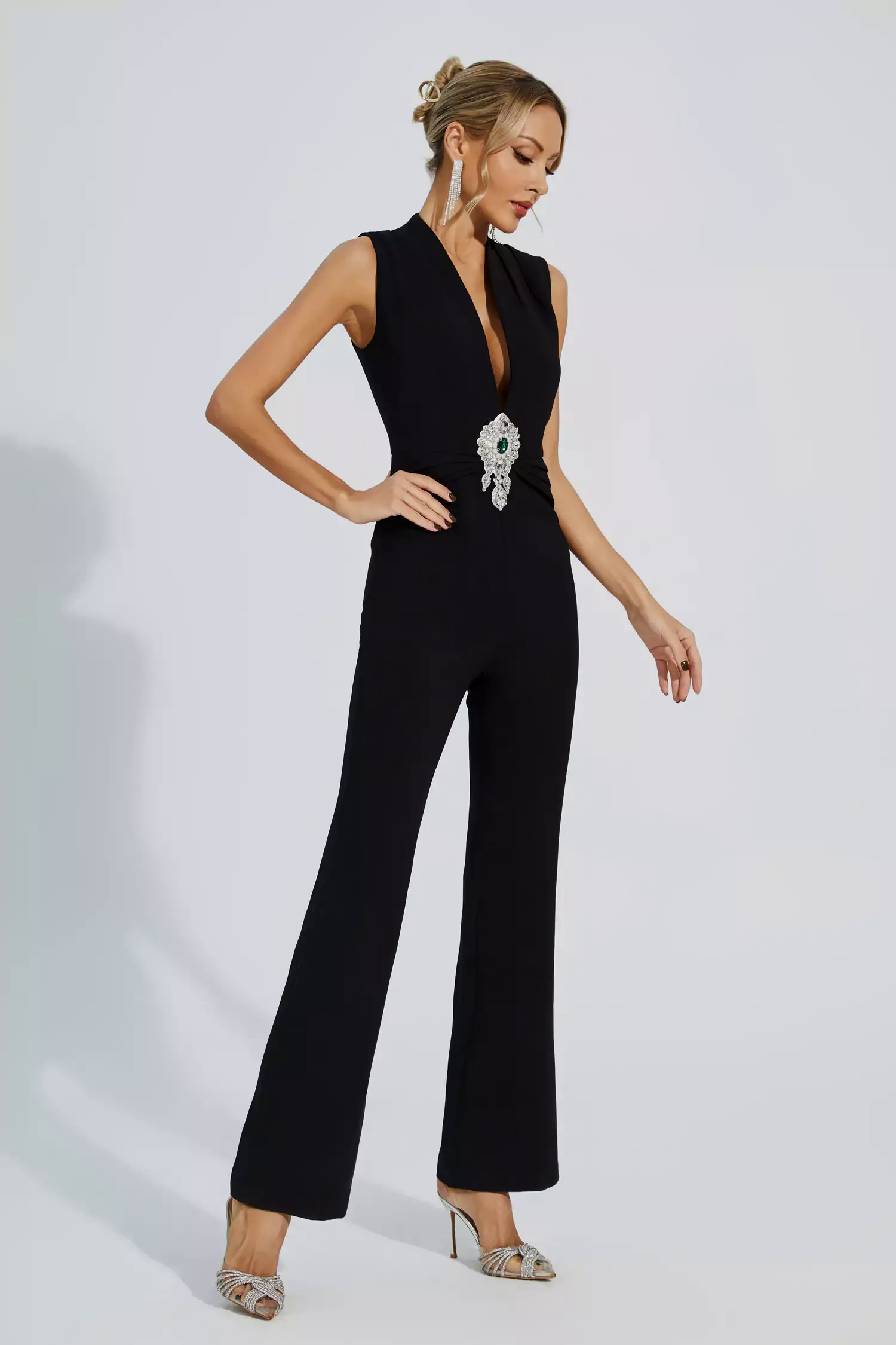 Elliot Black Beaded Diamond Jumpsuit