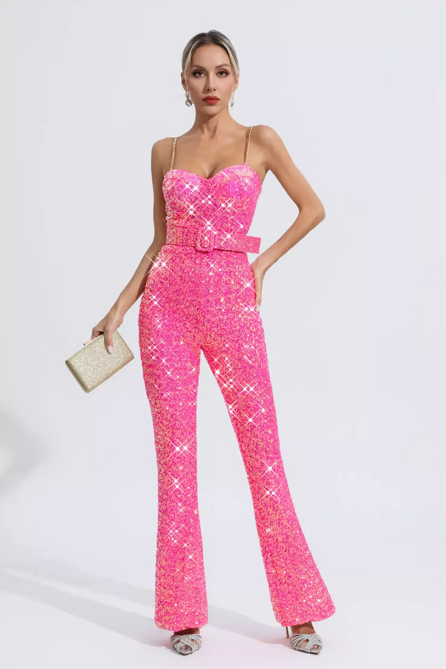 Fallon Rose Red Sequins Jumpsuit Fallon Rose Red Sequins Jumpsuit