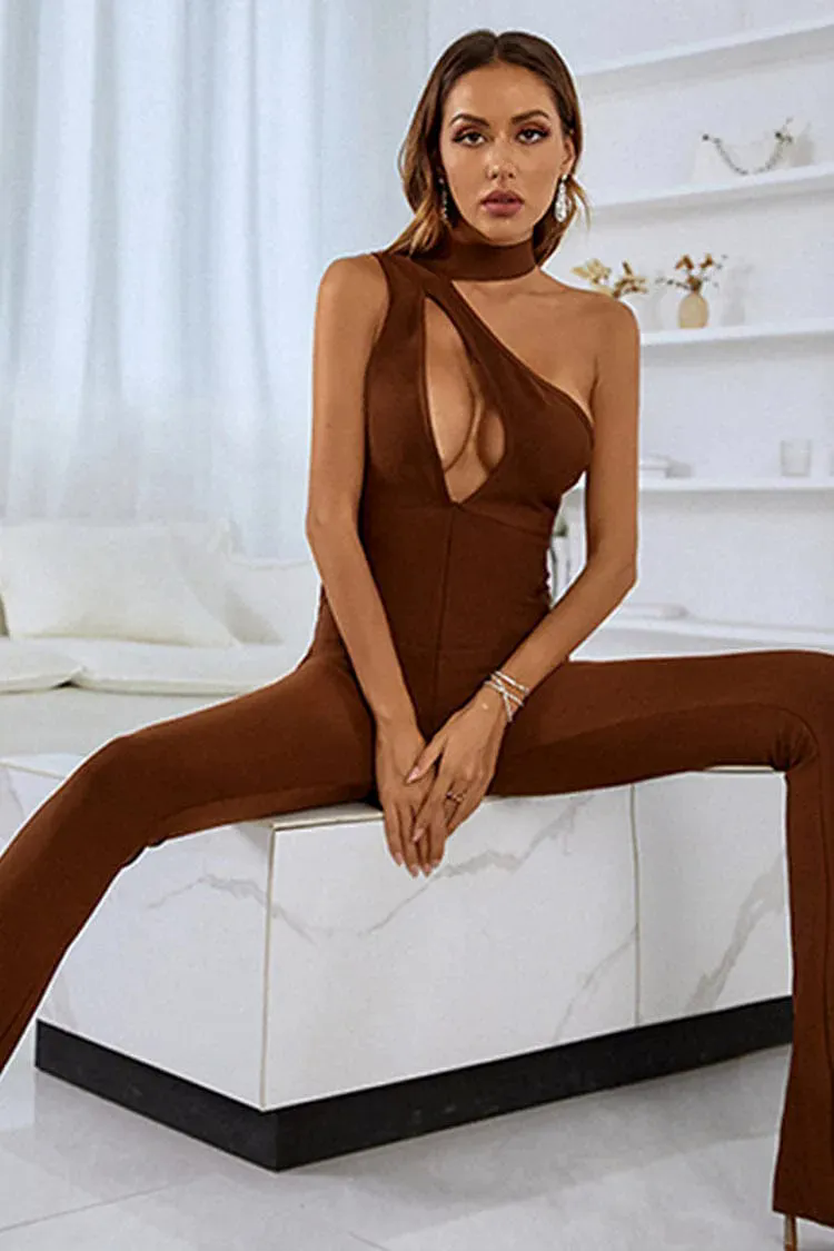 Rose Brown Cutout Bandage Jumpsuit Rose Brown Cutout Bandage Jumpsuit