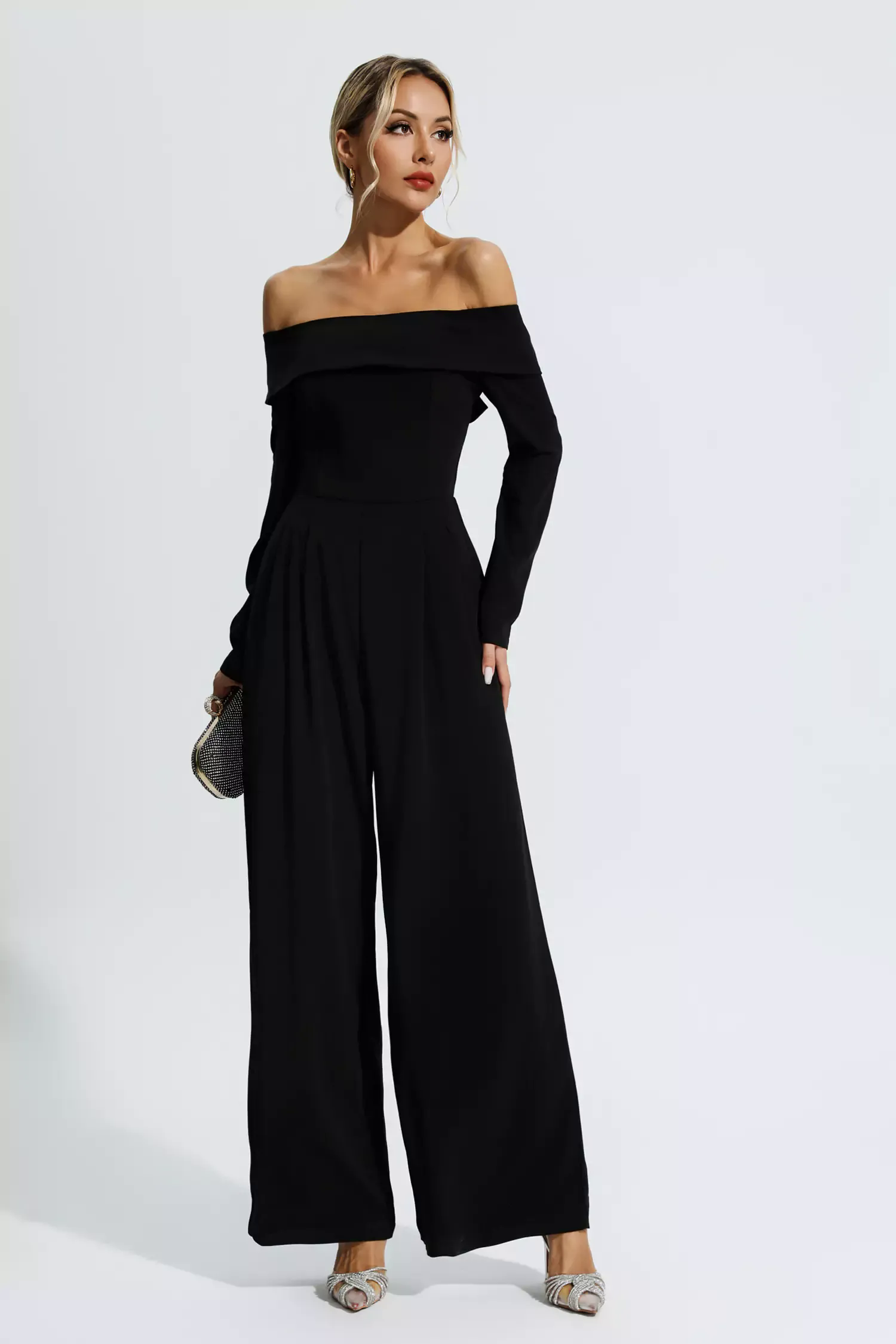 Cassidy Black Off Shoulder Drape Jumpsuit Cassidy Black Off Shoulder Drape Jumpsuit