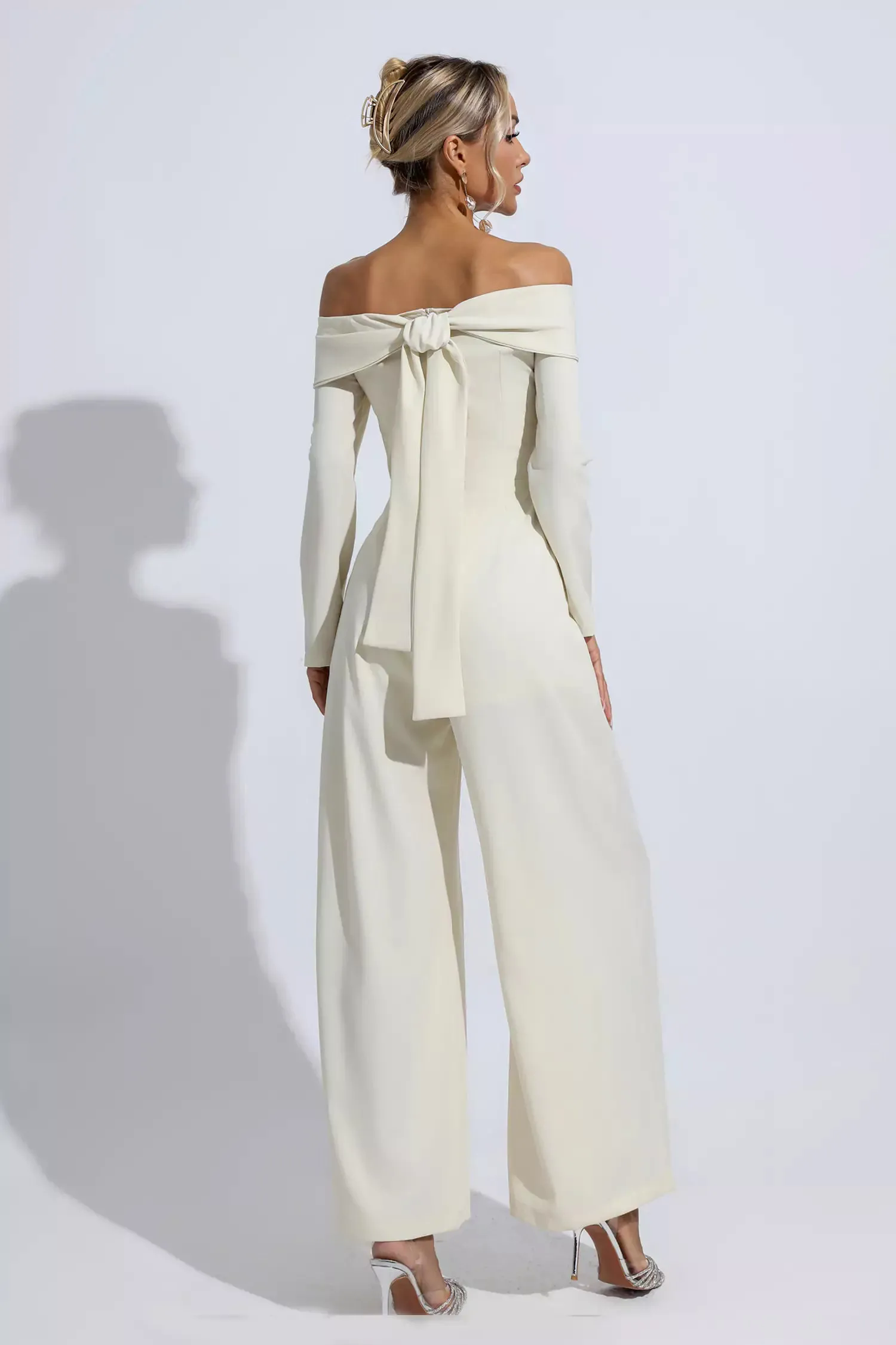 Cassidy Apricot Off Shoulder Drape Jumpsuit Cassidy Apricot Off Shoulder Drape Jumpsuit