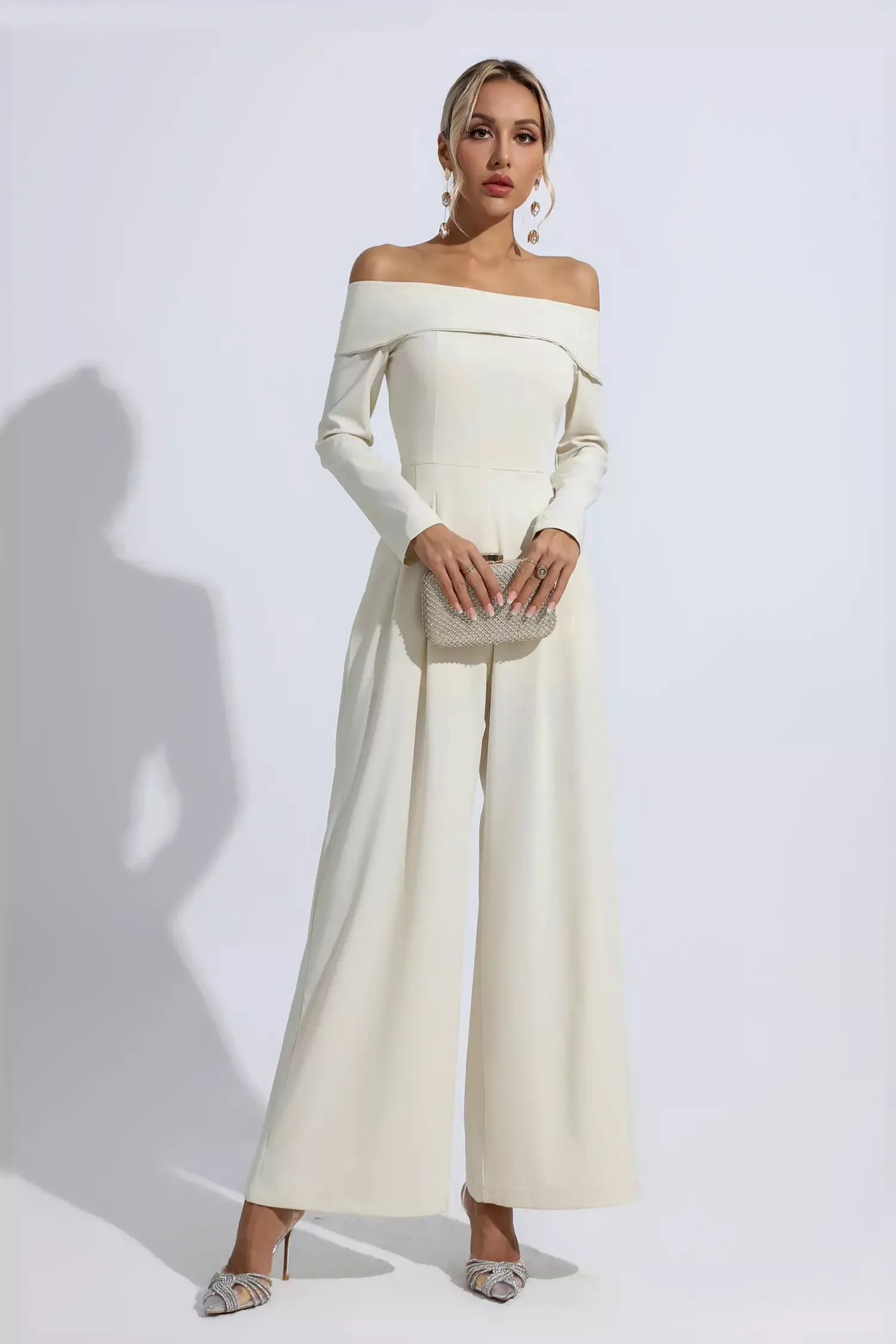 Cassidy Apricot Off Shoulder Drape Jumpsuit Cassidy Apricot Off Shoulder Drape Jumpsuit