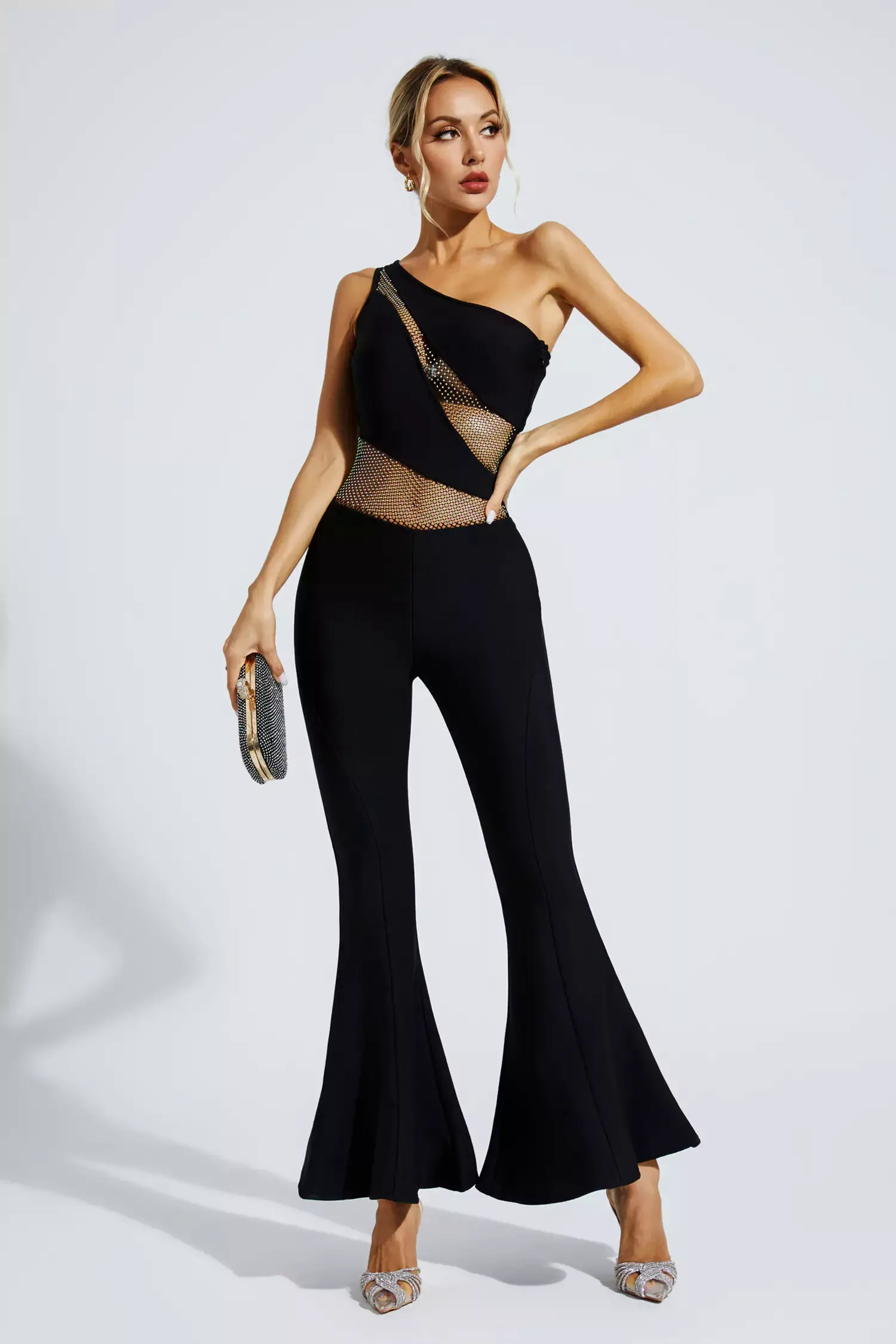 Meadow Black One-shoulder Cutout Jumpsuit