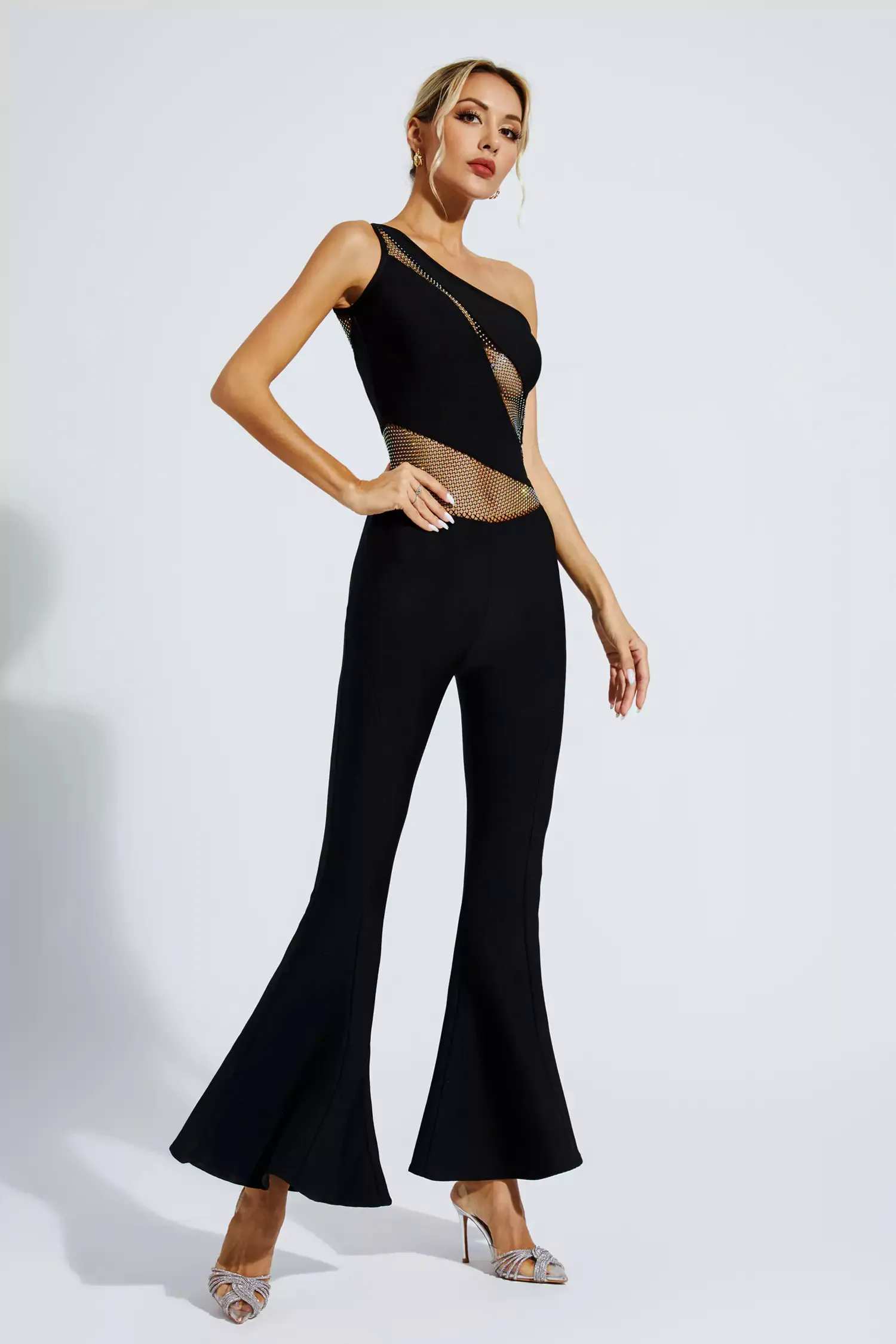 Meadow Black One-shoulder Cutout Jumpsuit