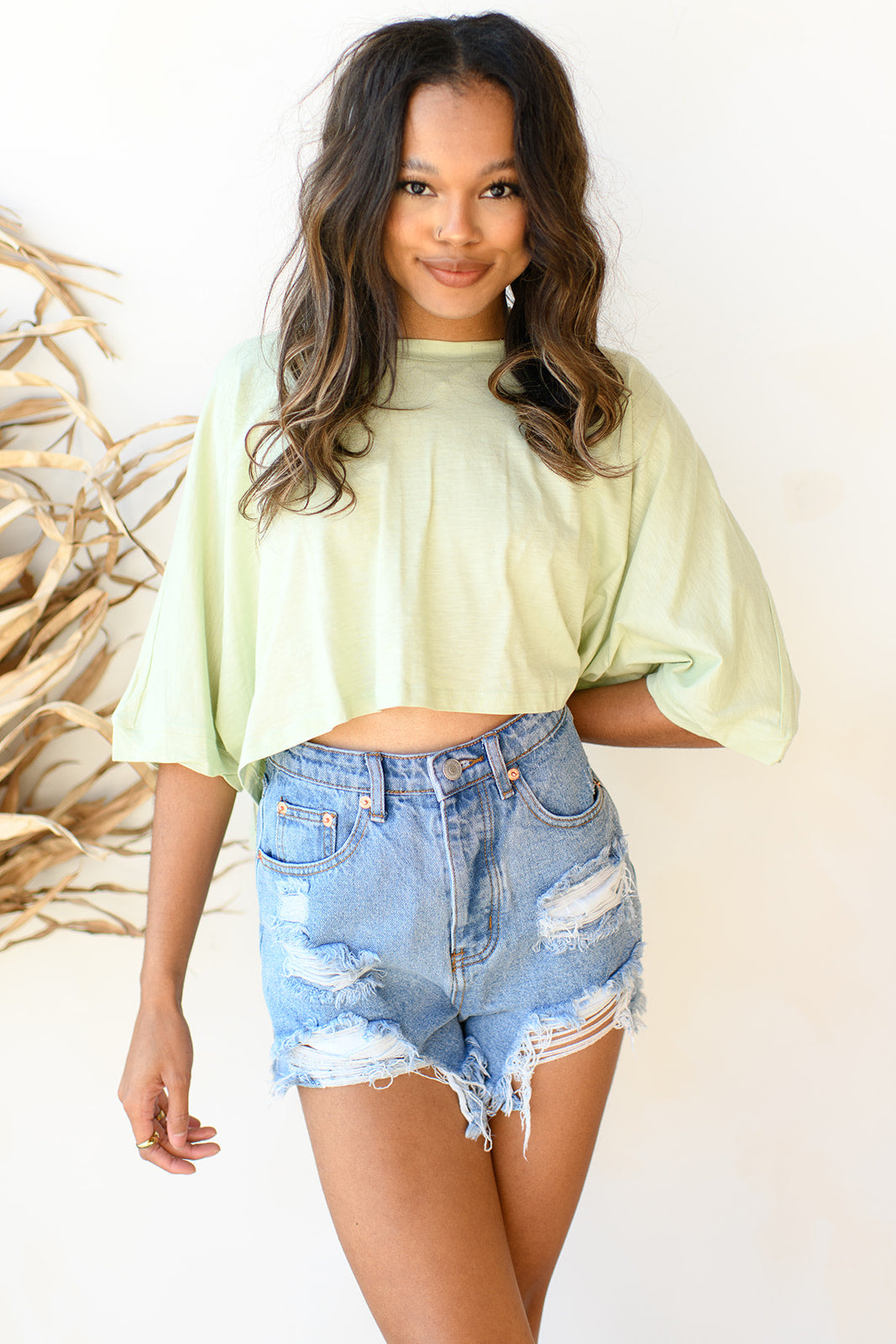 frayed hem denim shorts
