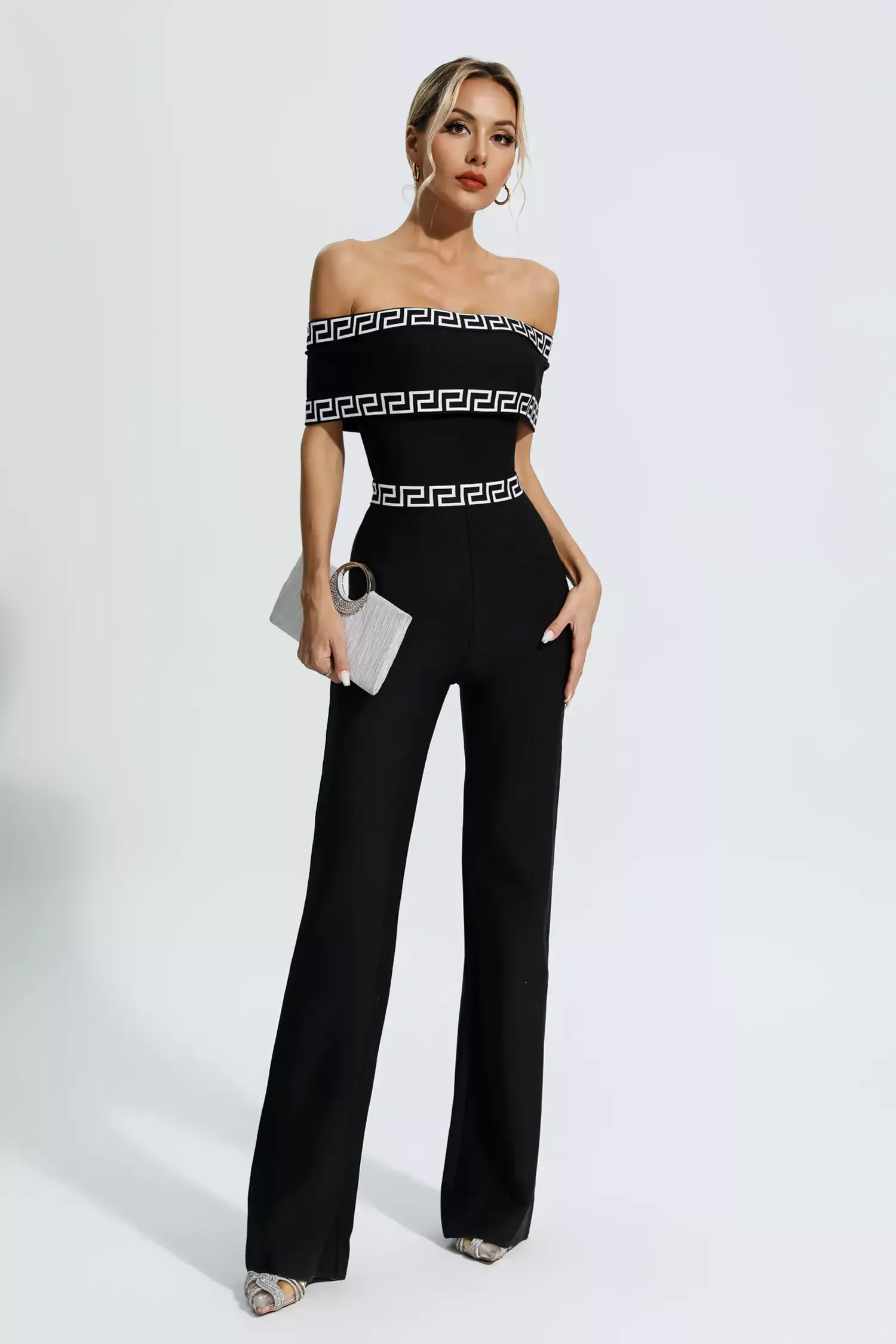 Ryleigh Black Printed Bandage Jumpsuit Ryleigh Black Printed Bandage Jumpsuit