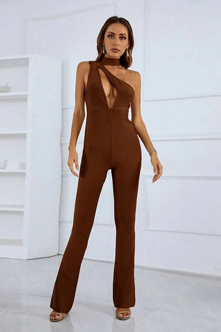 Rose Brown Cutout Bandage Jumpsuit Rose Brown Cutout Bandage Jumpsuit