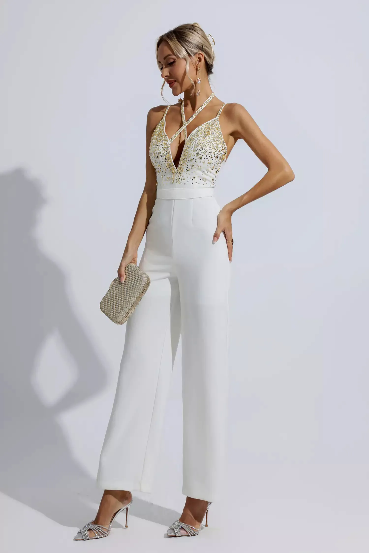 Matilda White Sequin Embellished Jumpsuit Matilda White Sequin Embellished Jumpsuit